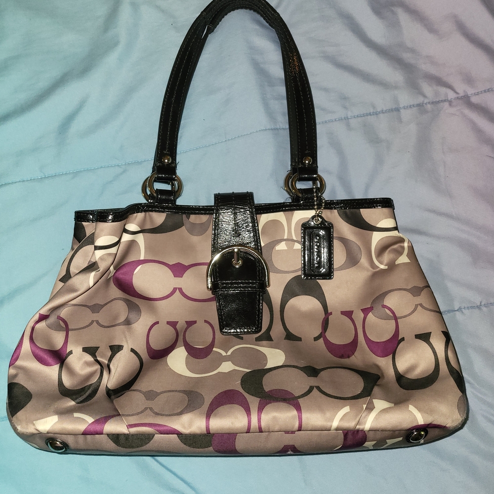 Coach Black & Plum Handbag/Shoulderbag